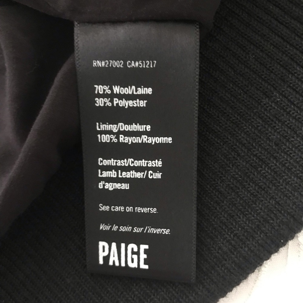 Paige Farrah Plaid Wool Leather Moto Jacket Pink Black Women's Size S - Picture 15 of 16